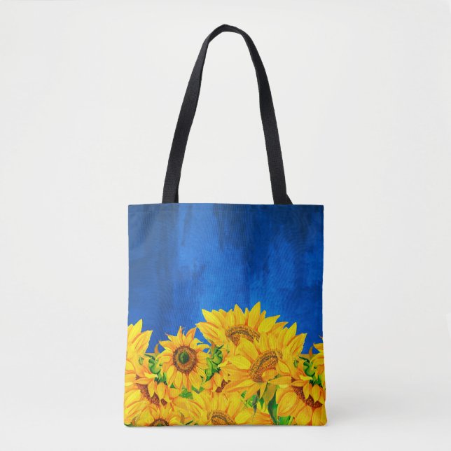Ukraine Sunflower Banner Tote Bag (Front)