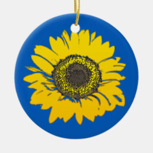 Ukraine Sunflower Ceramic Ornament