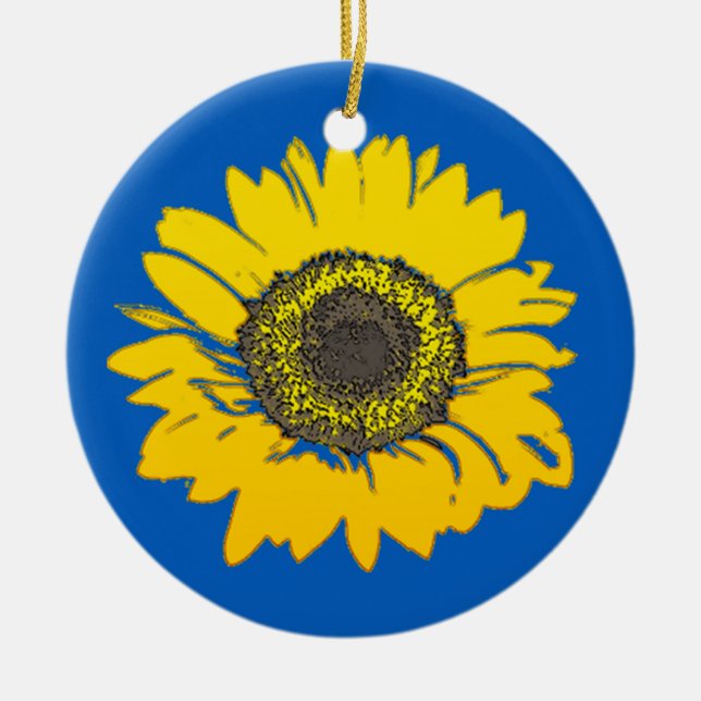 Ukraine Sunflower Ceramic Ornament (Front)