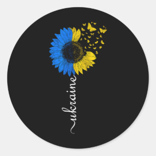 Ukraine Sunflower Flag Vintage Ukrainian Flag Ukra Classic Round Sticker