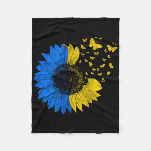 Ukraine Sunflower Flag Vintage Ukrainian Flag Ukra Fleece Blanket