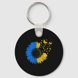 Ukraine Sunflower Flag Vintage Ukrainian Flag Ukra Keychain