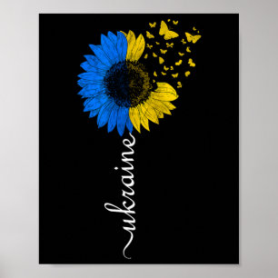 Ukraine Sunflower Flag Vintage Ukrainian Flag Ukra Poster