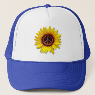 Ukraine Sunflower Peace Symbol Sign Anti-War Trucker Hat