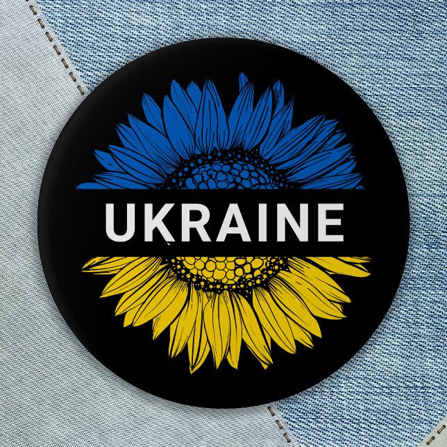 Ukraine Sunflower Solidarity Support Ukrainian 2 Inch Round Button (Creator Uploaded)