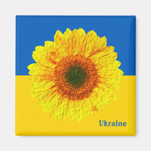 Ukraine Sunflower & Ukrainian Flag / Flower Magnet
