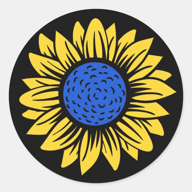 Ukraine Sunflower Ukrainian Solidarity Classic Round Sticker (Front)
