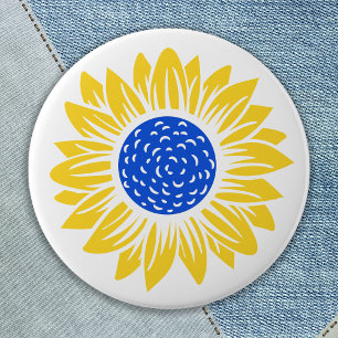 Ukraine Sunflower Ukrainian Support Blue Yellow 2 Inch Round Button