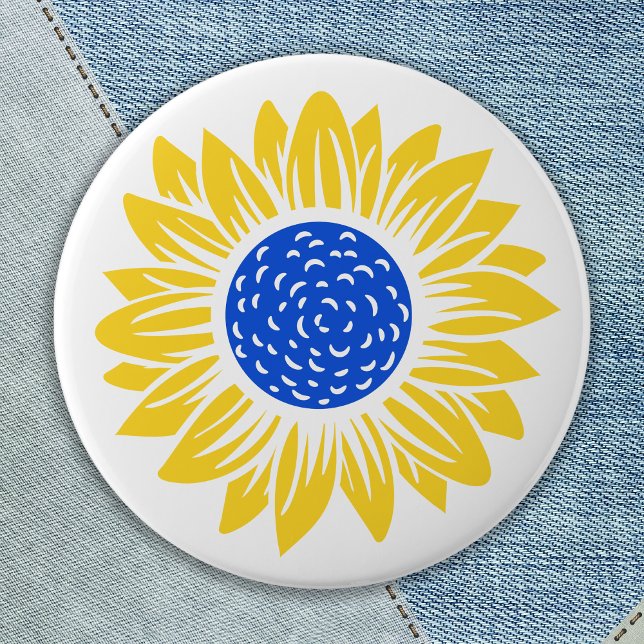 Ukraine Sunflower Ukrainian Support Blue Yellow  2 Inch Round Button (Creator Uploaded)