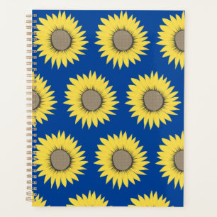 Ukraine sunflower yellow and blue floral pattern planner