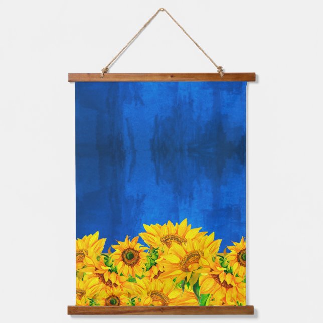 Ukraine Sunflowers - Stand With Ukraine Hanging Tapestry (Front)