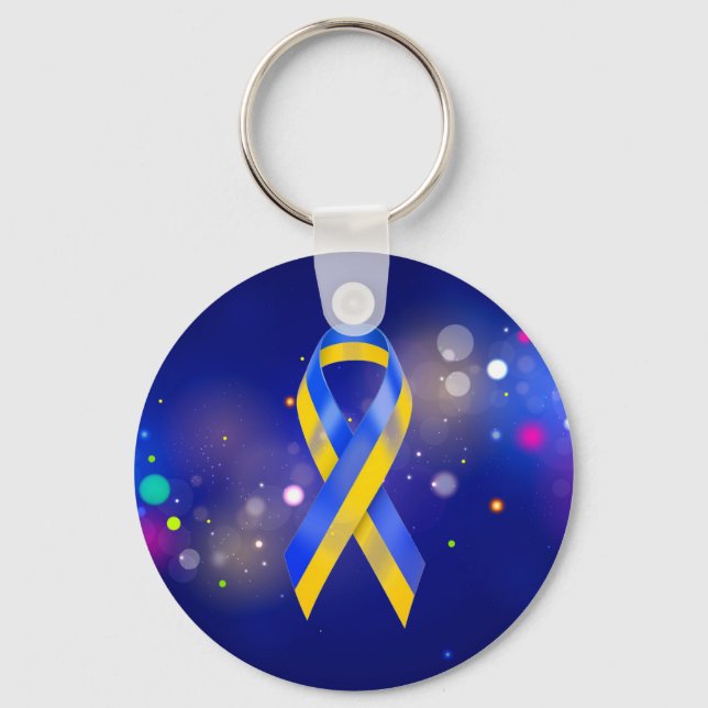 Ukraine support blue yellow awareness ribbon keychain (Front)
