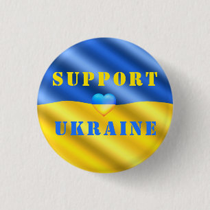 Ukraine - Support Freedom - Peace - Ukrainian Flag 1 Inch Round Button
