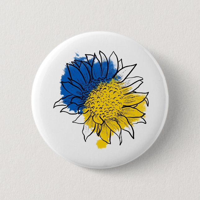 Ukraine Support Sunflower 2 Inch Round Button (Front)