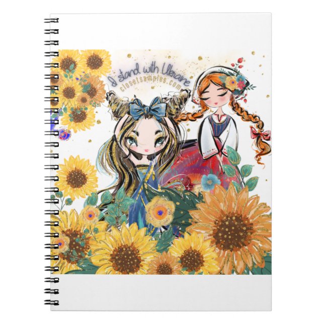 Ukraine Support Sunflower Girls Notebook (Front)