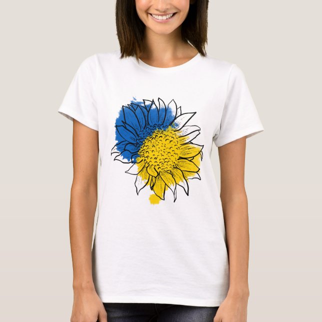 Ukraine Support Sunflower T-Shirt (Front)