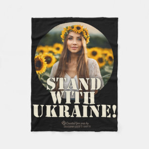 Ukraine Supporter Design Girl Field Sunflowers Ukr Fleece Blanket