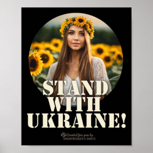 Ukraine Supporter Design Girl Field Sunflowers Ukr Poster
