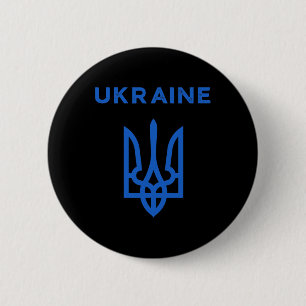 Ukraine Supporter Trident Ukrainian Tryzub Flag Co 2 Inch Round Button