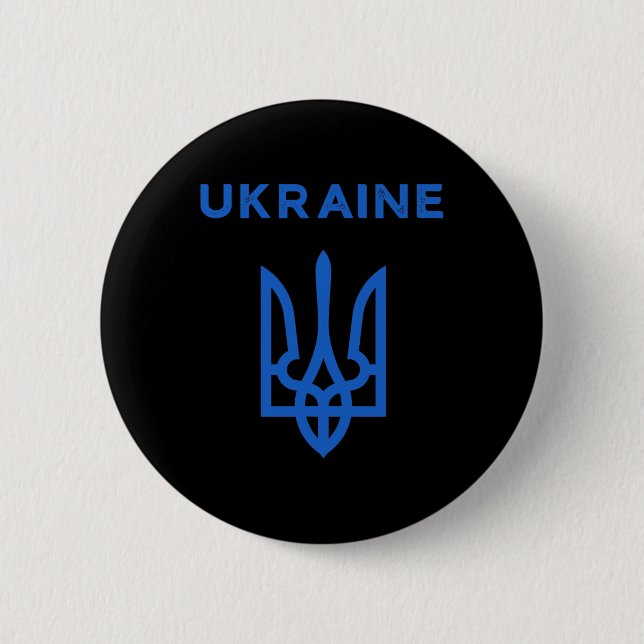 Ukraine Supporter Trident Ukrainian Tryzub Flag Co 2 Inch Round Button (Front)