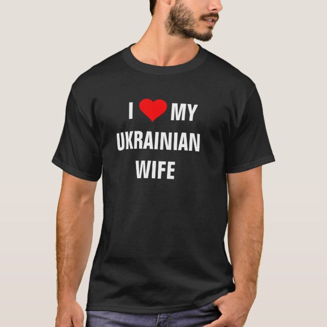 Ukraine : T-shirt "J'aime ma femme ukrainienne" (Devant)