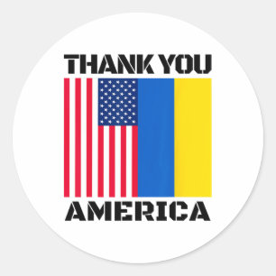 Ukraine Thank You America American Support  Classic Round Sticker