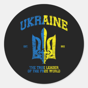 Ukraine The Leader Of The Free World Vintage Ukrai Classic Round Sticker
