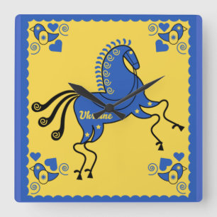 Ukraine Traditional Slavic Folk Art   Square Wall Clock
