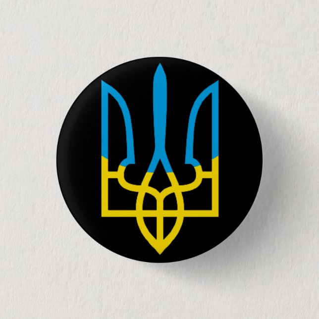 Ukraine Trident 1 Inch Round Button (Front)