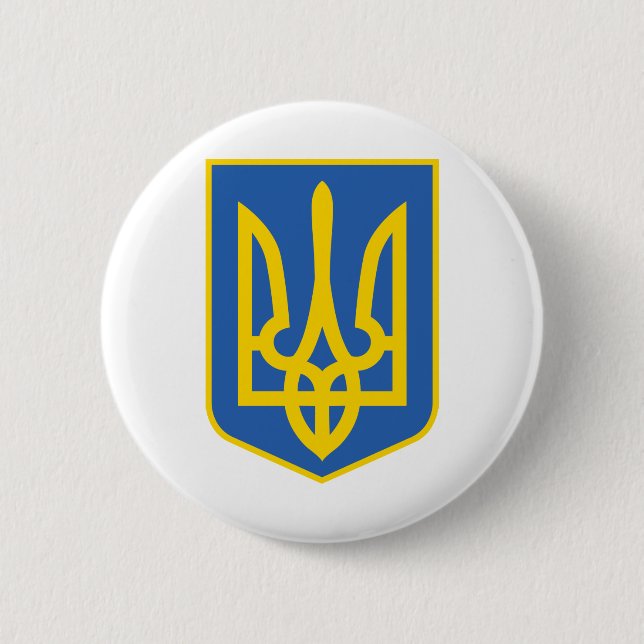 UKRAINE-TRIDENT 2 INCH ROUND BUTTON (Front)
