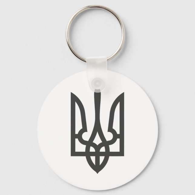 Ukraine Trident Flag Dark On Black Subtle Style  Keychain (Front)