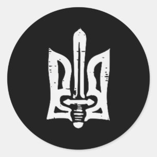 Ukraine Trident Sword Pocket Ukrainian Tryzub Wome Classic Round Sticker