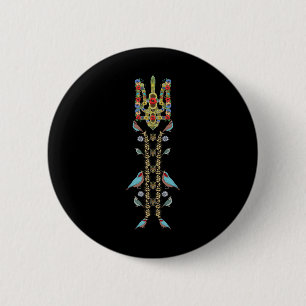 Ukraine Trysub (trident) And Birds Retro Ukrainian 2 Inch Round Button