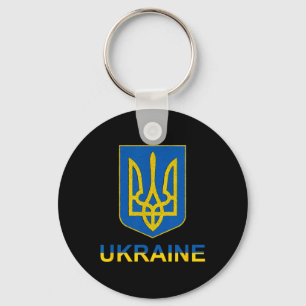 Ukraine Tryzub Emblem Shield Design National Color Keychain