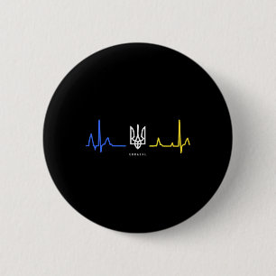 Ukraine Tryzub Ukrainian Flag Trident Zelensky Hea 2 Inch Round Button
