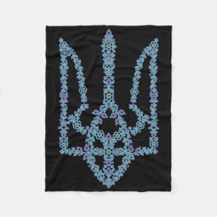Ukraine Tryzub Ukrainian Flower Fashionable Triden Fleece Blanket