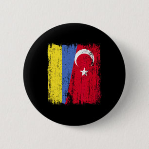 Ukraine Turkey Half Flag Turkiye Ukrainian Turkish 2 Inch Round Button