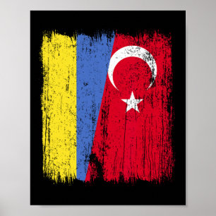 Ukraine Turkey Half Flag Turkiye Ukrainian Turkish Poster
