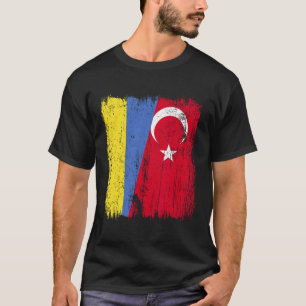 Ukraine Turkey Half Flag Turkiye Ukrainian Turkish T-Shirt