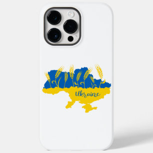 Ukraine typography and wheat ear on Ukrainian flag Case-Mate iPhone 14 Pro Max Case