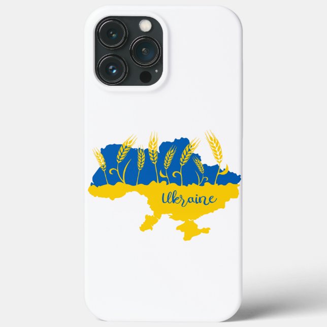 Ukraine typography and wheat ear on Ukrainian flag Case-Mate iPhone Case (Back)