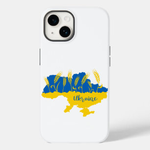 Ukraine typography and wheat ear on Ukrainian flag Case-Mate iPhone 14 Case