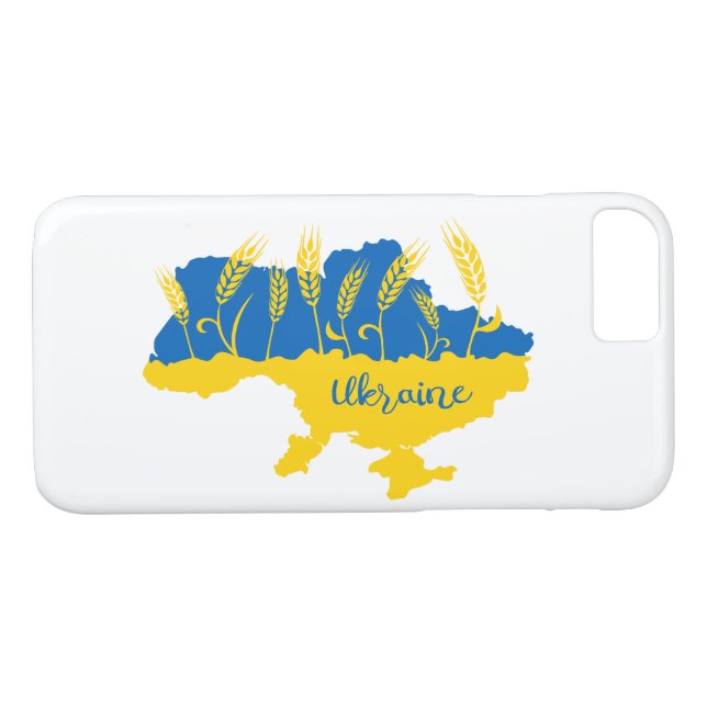 Ukraine typography and wheat ear on Ukrainian flag Case-Mate iPhone Case (Back (Horizontal))