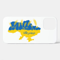 Ukraine typography and wheat ear on Ukrainian flag