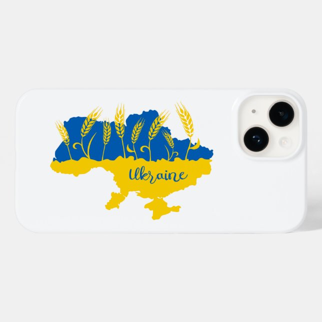 Ukraine typography and wheat ear on Ukrainian flag Case-Mate iPhone Case (Back (Horizontal))