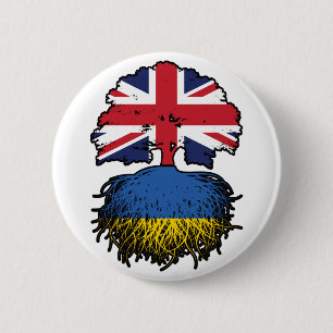 Ukraine Ukrainian British UK United Kingdom 2 Inch Round Button