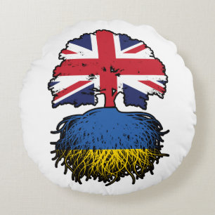Ukraine Ukrainian British UK United Kingdom Round Pillow