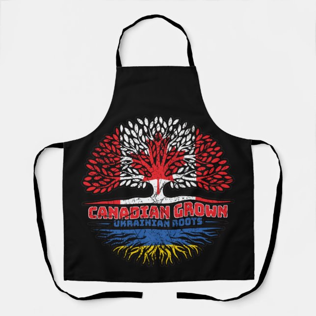 Ukraine Ukrainian Canadian Canada Tree Roots Flag Apron (Front)