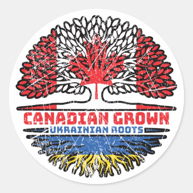 Ukraine Ukrainian Canadian Canada Tree Roots Flag Classic Round Sticker (Front)