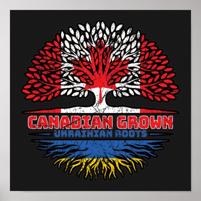 Ukraine Ukrainian Canadian Canada Tree Roots Flag Poster (Front)